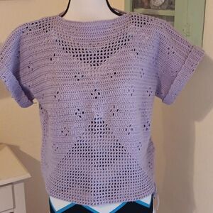 One of a Kind Crochet Sweater With Drawstring. Coastal Grandma,  Soft Girl, Boho